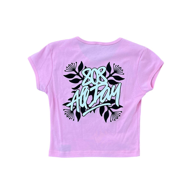 808ALLDAY Women's Quilt Tag Pink Crop Top