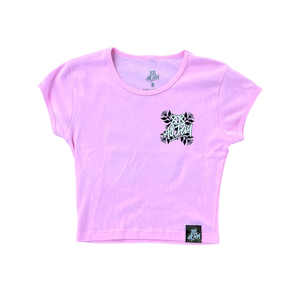 808ALLDAY Women's Quilt Tag Pink Crop Top