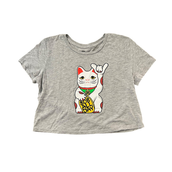 808ALLDAY Women's Lucky Cat Grey Tee