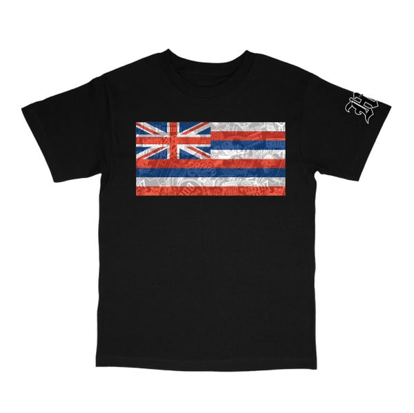 808ALLDAY Black Mash Up Flag T-Shirt