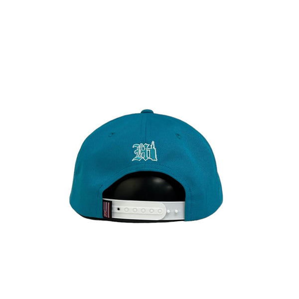 808ALLDAY Classic Fit Teal Aloha Script Snapback