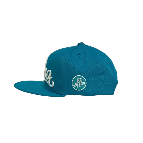 808ALLDAY Classic Fit Teal Aloha Script Snapback