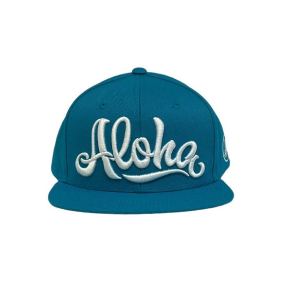 808ALLDAY Classic Fit Teal Aloha Script Snapback