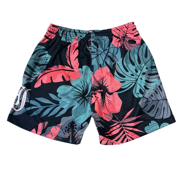 808ALLDAY Pink Floral HI Mesh Shorts