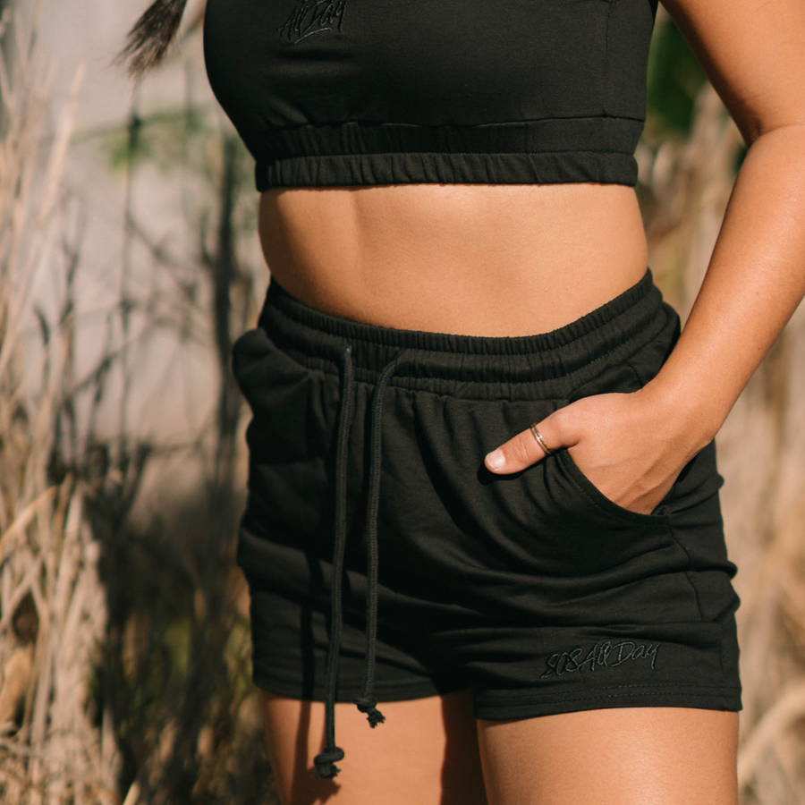 808ALLDAY Women's Cotton Essentials Black Shorts