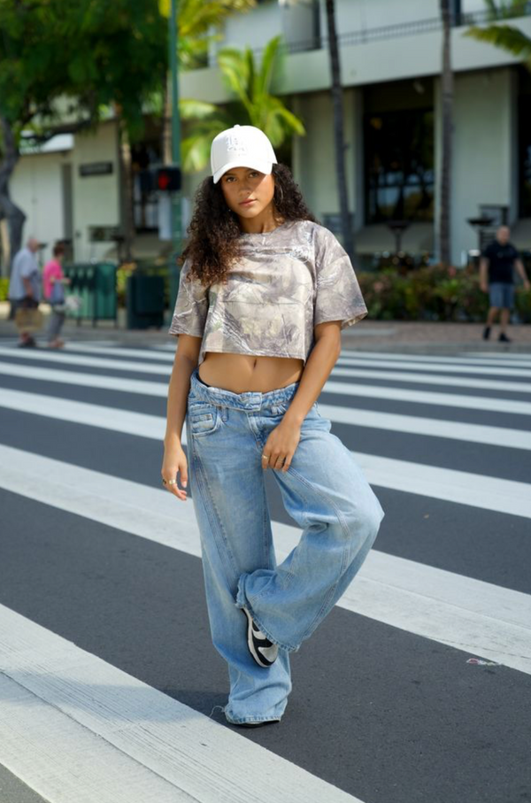 808ALLDAY Women's Real Tree Camo Crop Tee