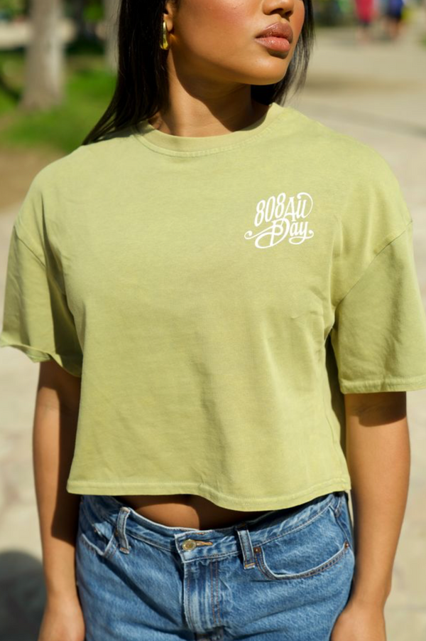 808ALLDAY Women's Pistachio Mineral Wash Paradise Crop Tee