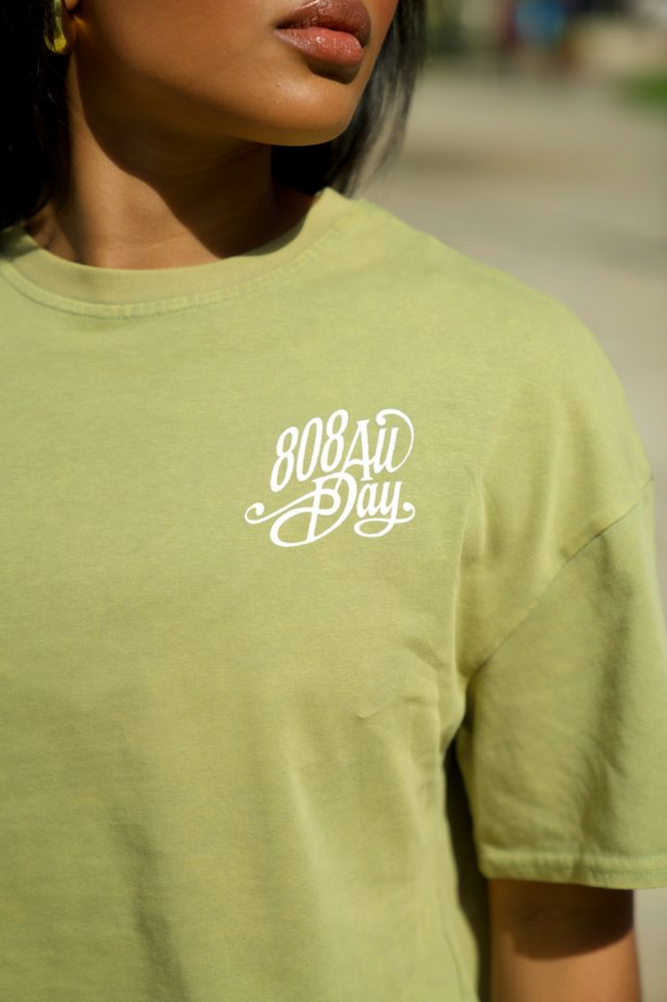 808ALLDAY Women's Pistachio Mineral Wash Paradise Crop Tee