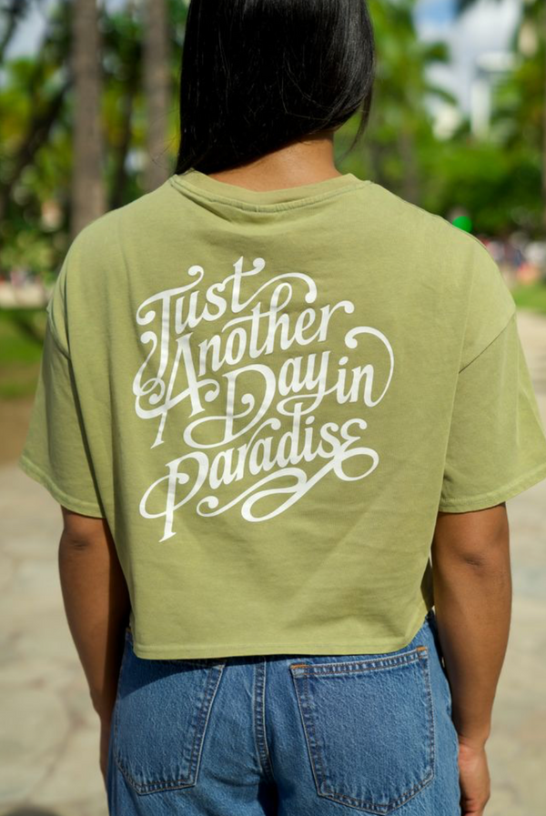 808ALLDAY Women's Pistachio Mineral Wash Paradise Crop Tee