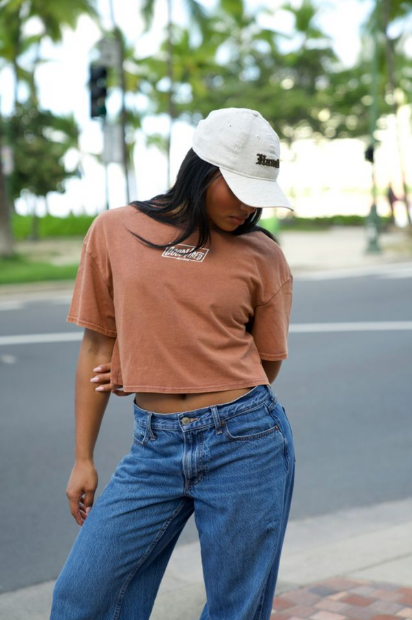 808ALLDAY Women's Sienna Mineral Wash Good Vibes Crop Tee