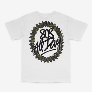 808ALLDAY White Circle Tag Lei T-Shirt
