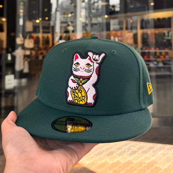 808ALLDAY New Era 59Fifty Forest Green Lucky Cat Fitted Cap