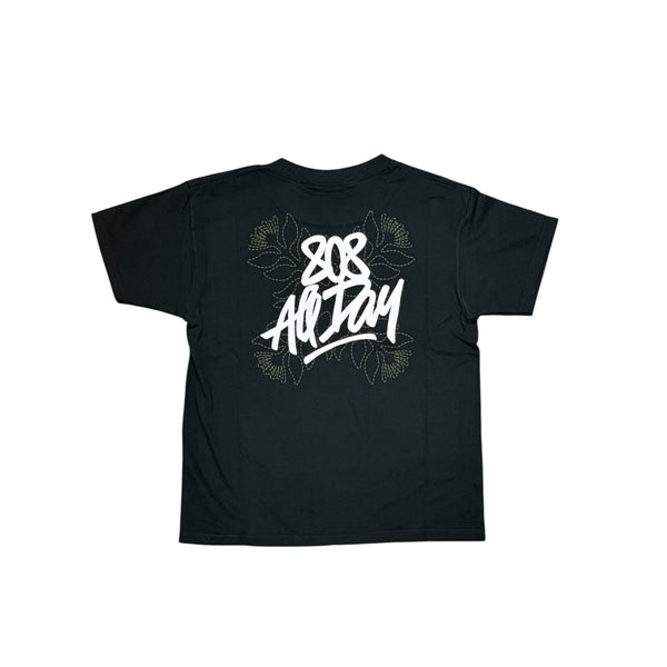 808ALLDAY Keiki Black/Olive Quilt Tee