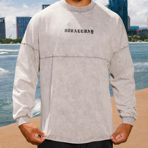 808ALLDAY L/S Heavyweight Oversized Mineral Wash Gray Jersey Tee