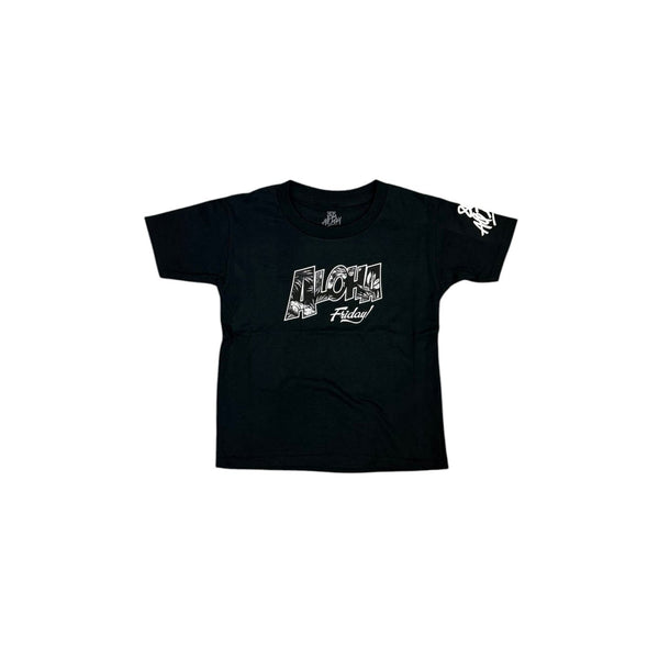 808ALLDAY Toddler/Youth Black & White Aloha Friday Tee