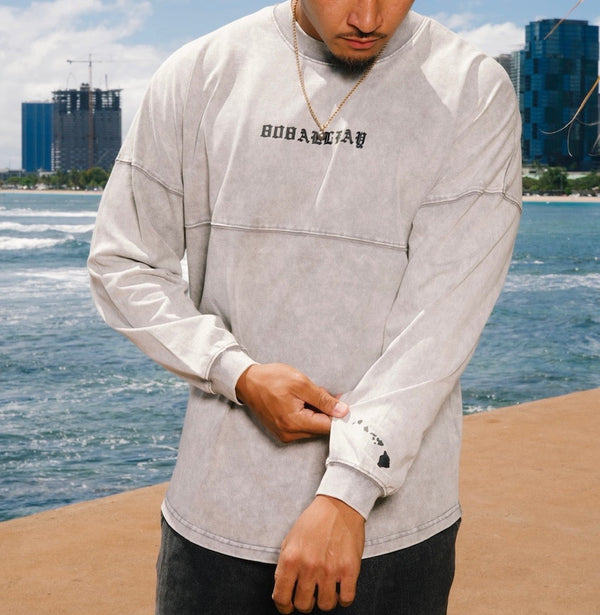 808ALLDAY L/S Heavyweight Oversized Mineral Wash Gray Jersey Tee