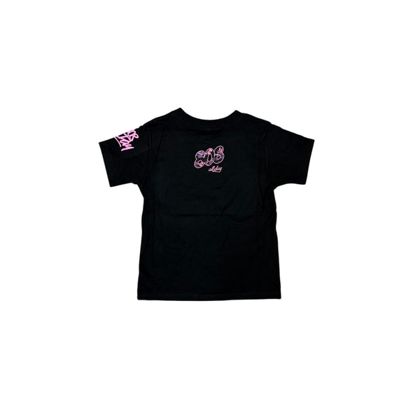 808ALLDAY Toddler/Youth Black & Pink Aloha Friday Tee