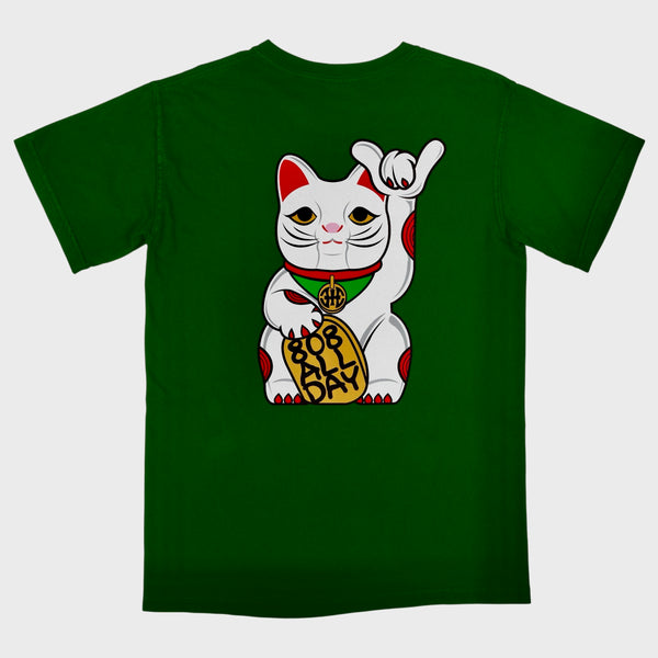808ALLDAY Forest Green Lucky Cat T-Shirt