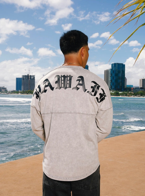 808ALLDAY L/S Heavyweight Oversized Mineral Wash Gray Jersey Tee